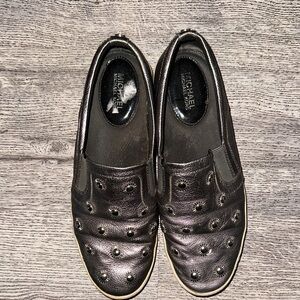 Michael Kors Black Studded Slip-On Shoes